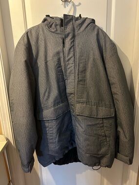 Men's Athletic Works Hooded Winter Jacket - Gray - XL